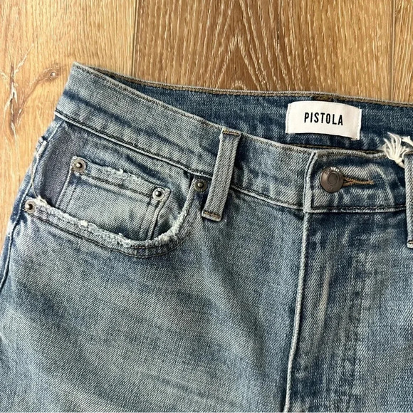 Pistola Women's Light Wash Distressed Straight Leg Denim Jeans Size 27 NWOT - Picture 3 of 8